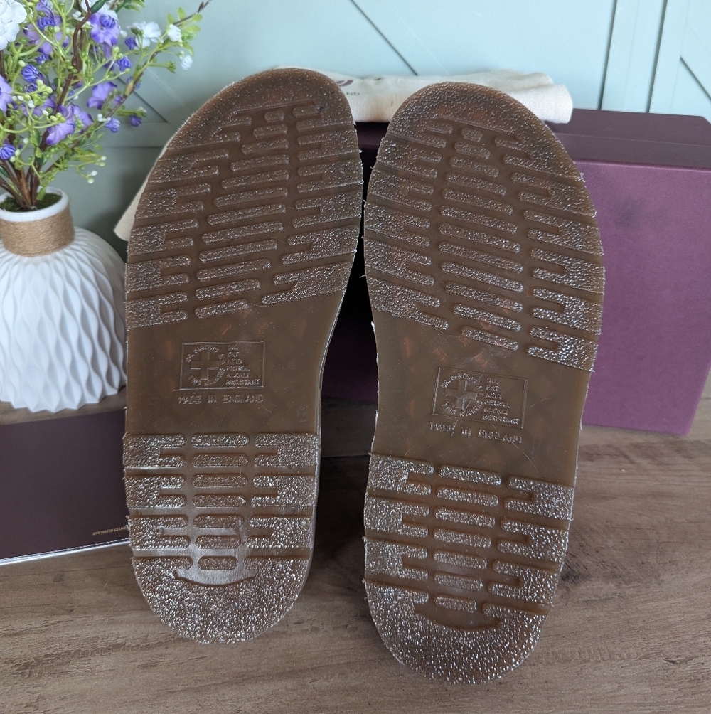 Dr. Martens Dayne Made in England Leather & Suede Applique Slides - Picture 13 of 16